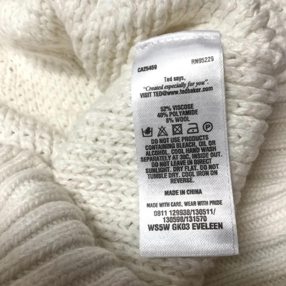 TED BAKER LONDON Women’s sz Large Sweater Wool Blend Back Bow Cream